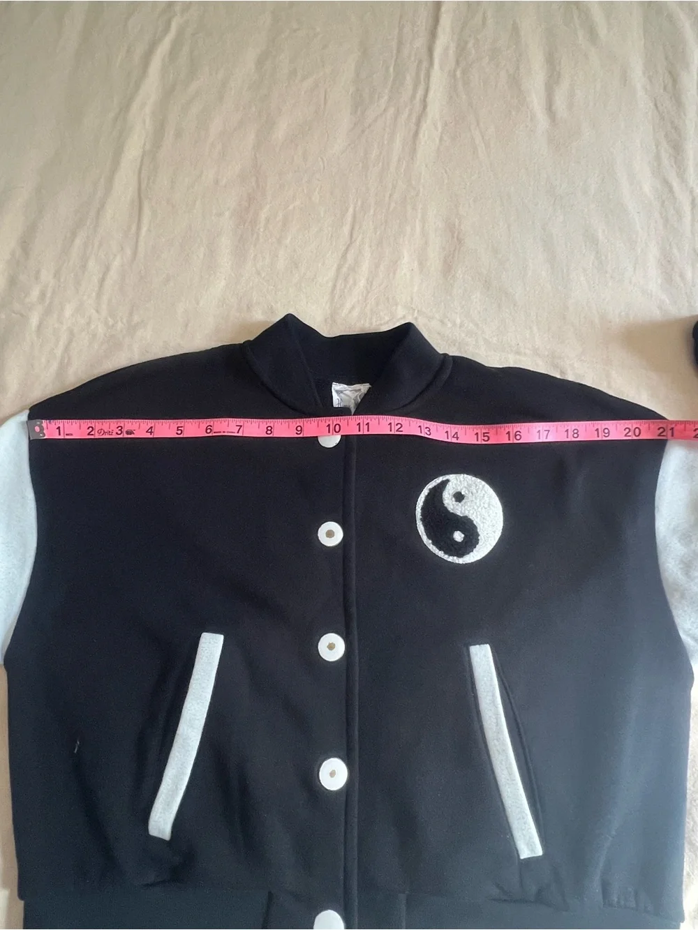 Hippie Rose Black and White Yin Yang Varsity Jacket